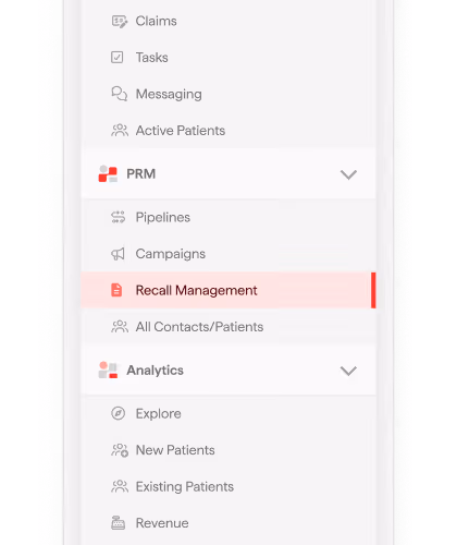 The Dental App PRM dashboard showcasing automated patient engagement tools, including email and text campaigns designed to keep the practice top-of-mind and strengthen patient loyalty.