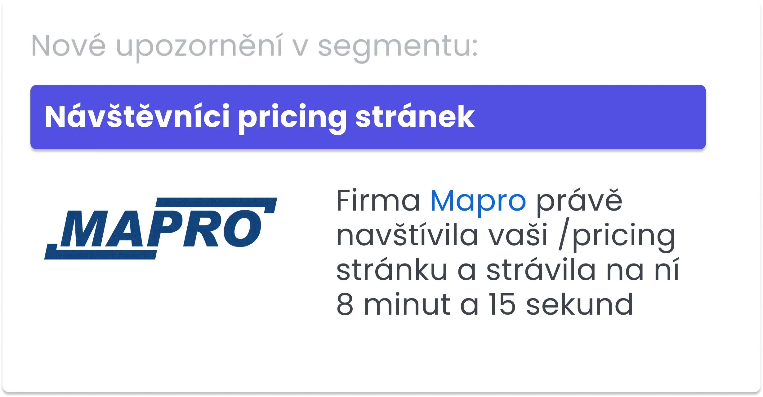 Upozornění v BizMachine WebTracks