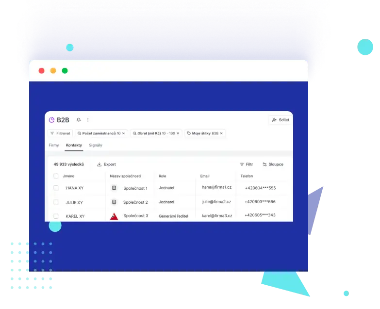 Kontakty na decision-makery pro marketingové kampaně v BizMachine