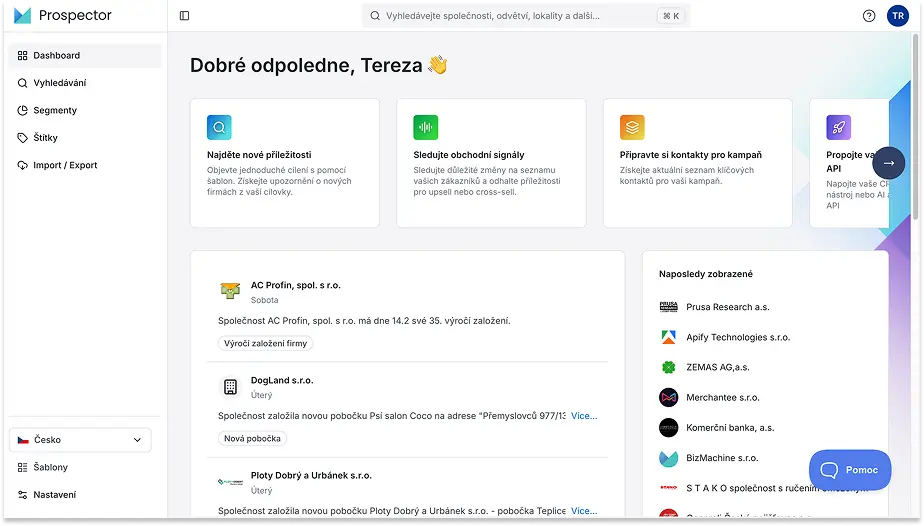 Ukázka rozhraní BizMachine