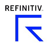 Stylized blue letter R with angular design on a black background.