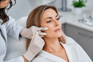 Provider performing Potenza RF Microneedling treatment on a patient's face at a medical spa in Las Vegas, Nevada.
