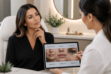 Injector selecting a dermal filler for a specific facial concern in Las Vegas, Nevada