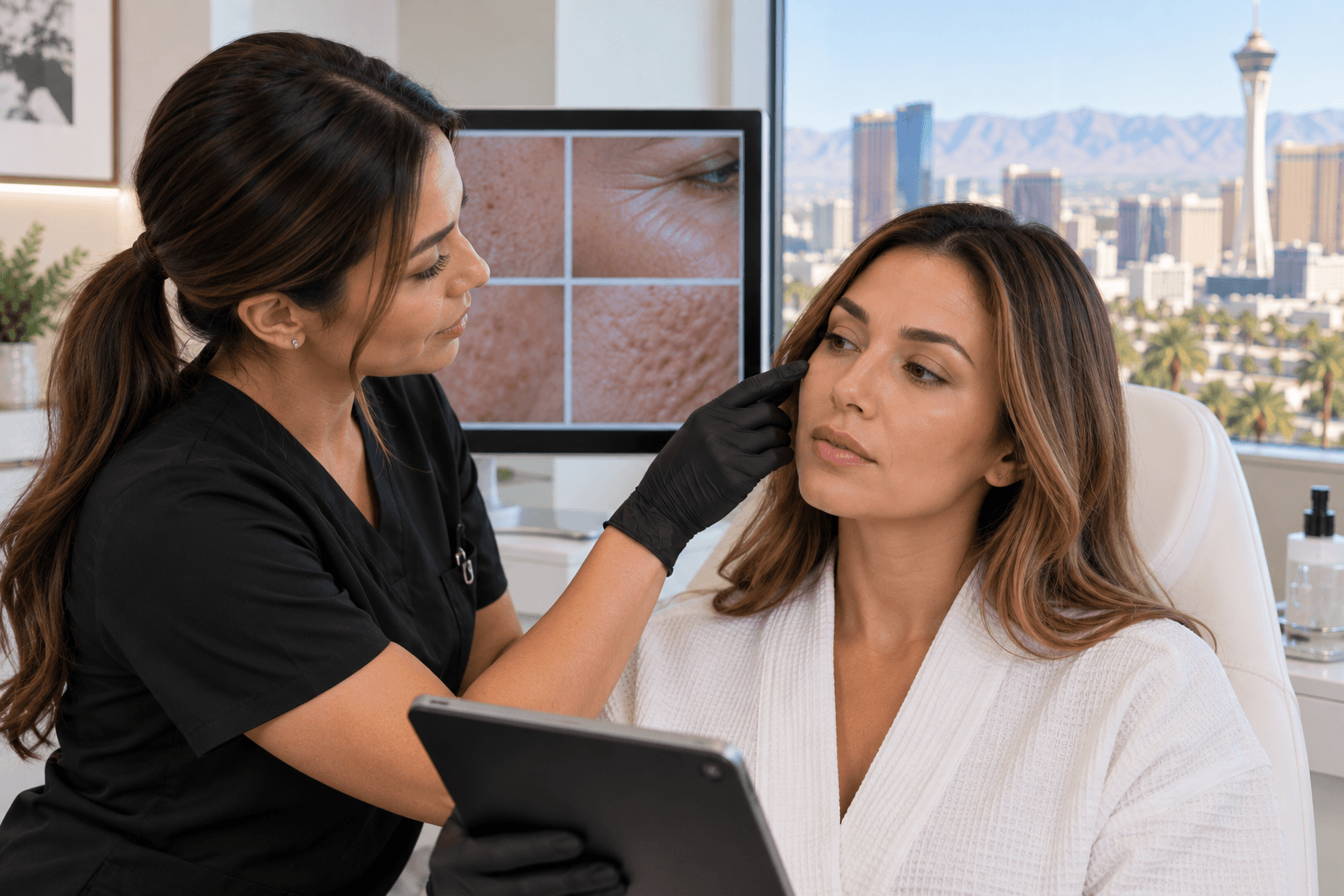 Close-up of smooth, refined skin texture representing symptoms treated by RF microneedling in Las Vegas, Nevada