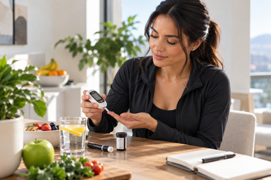 Concierge physician reviewing blood sugar lab results with a patient in Las Vegas, Nevada