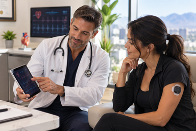Concierge physician reviewing heart monitoring results with a patient in Las Vegas, Nevada