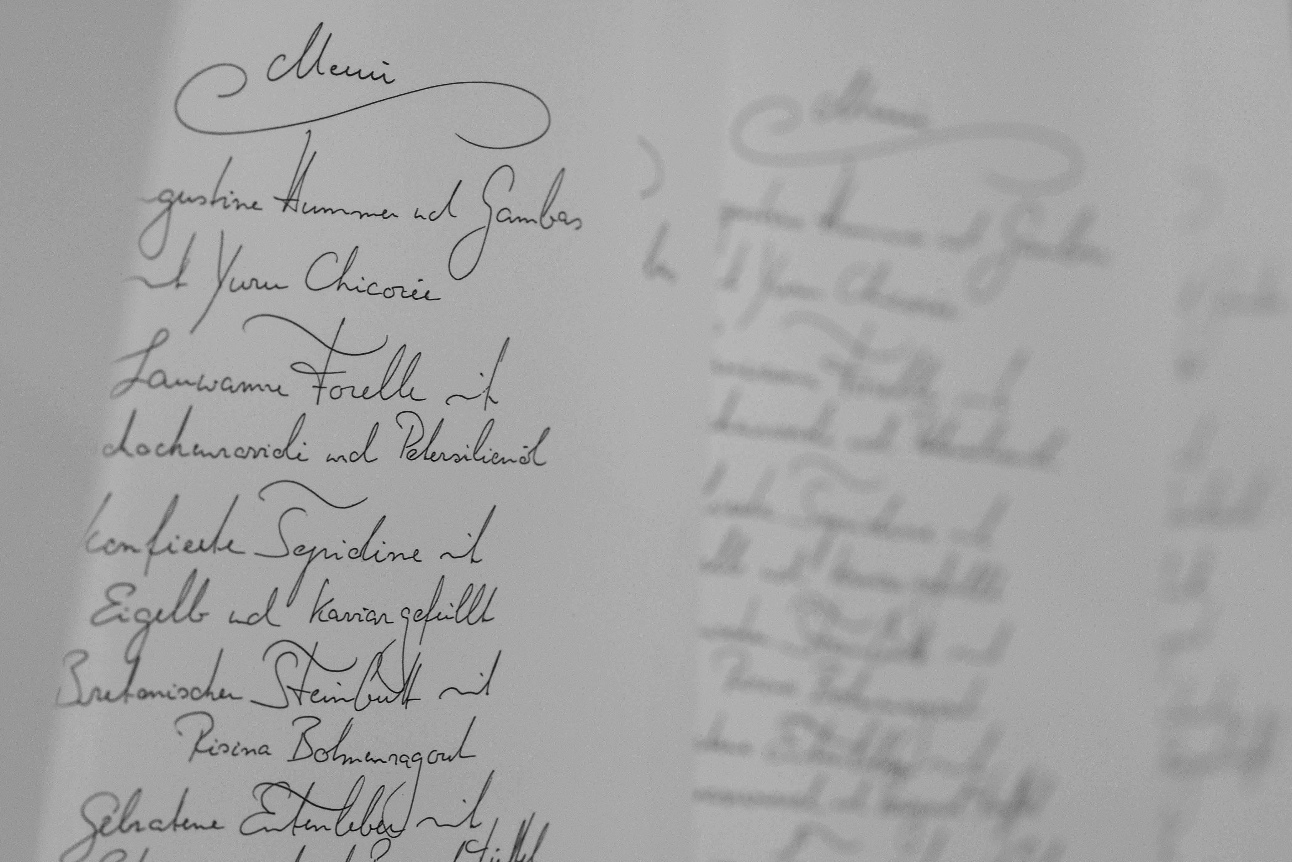 Handgeschriebenes Menü