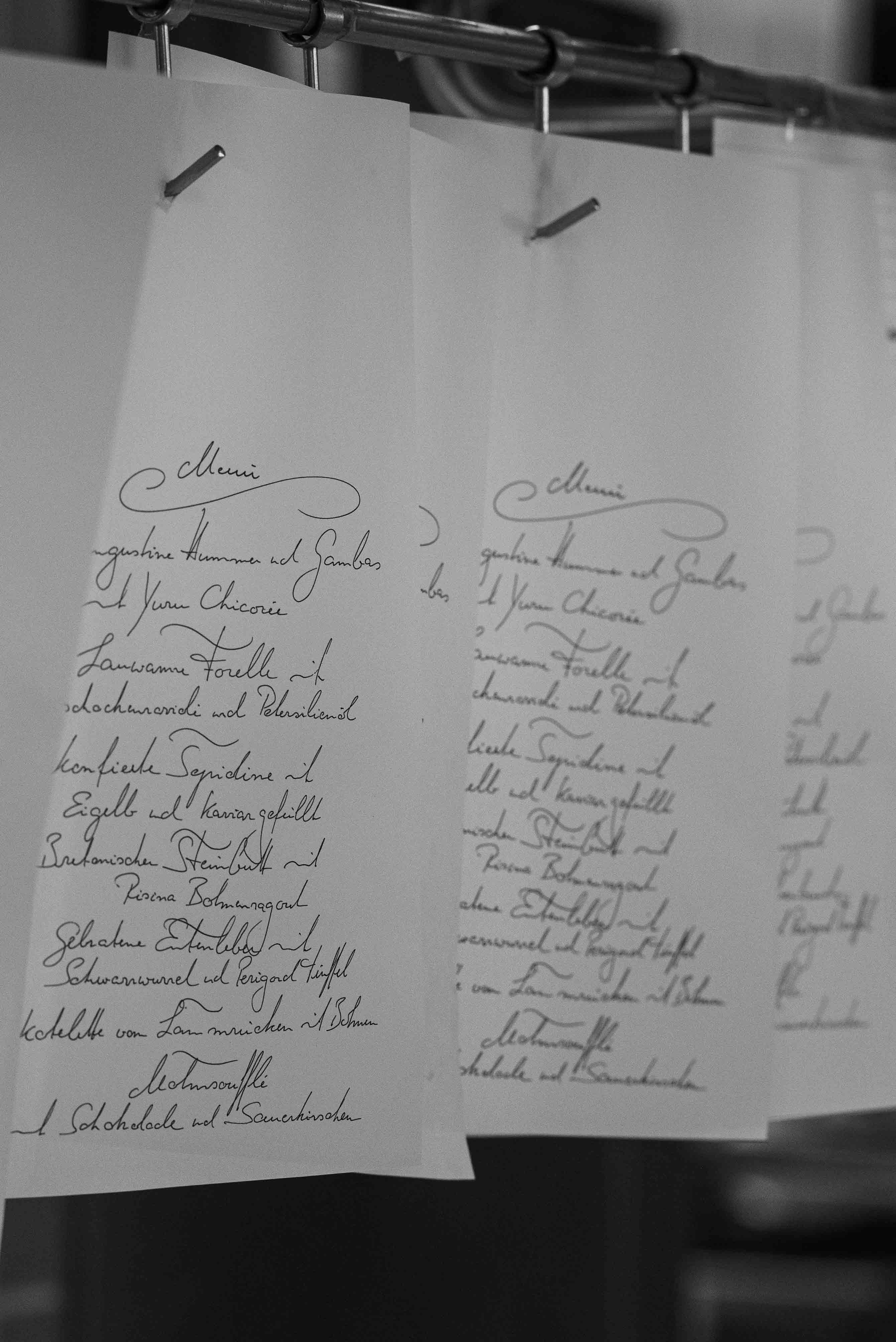 Handgeschriebenes Menü