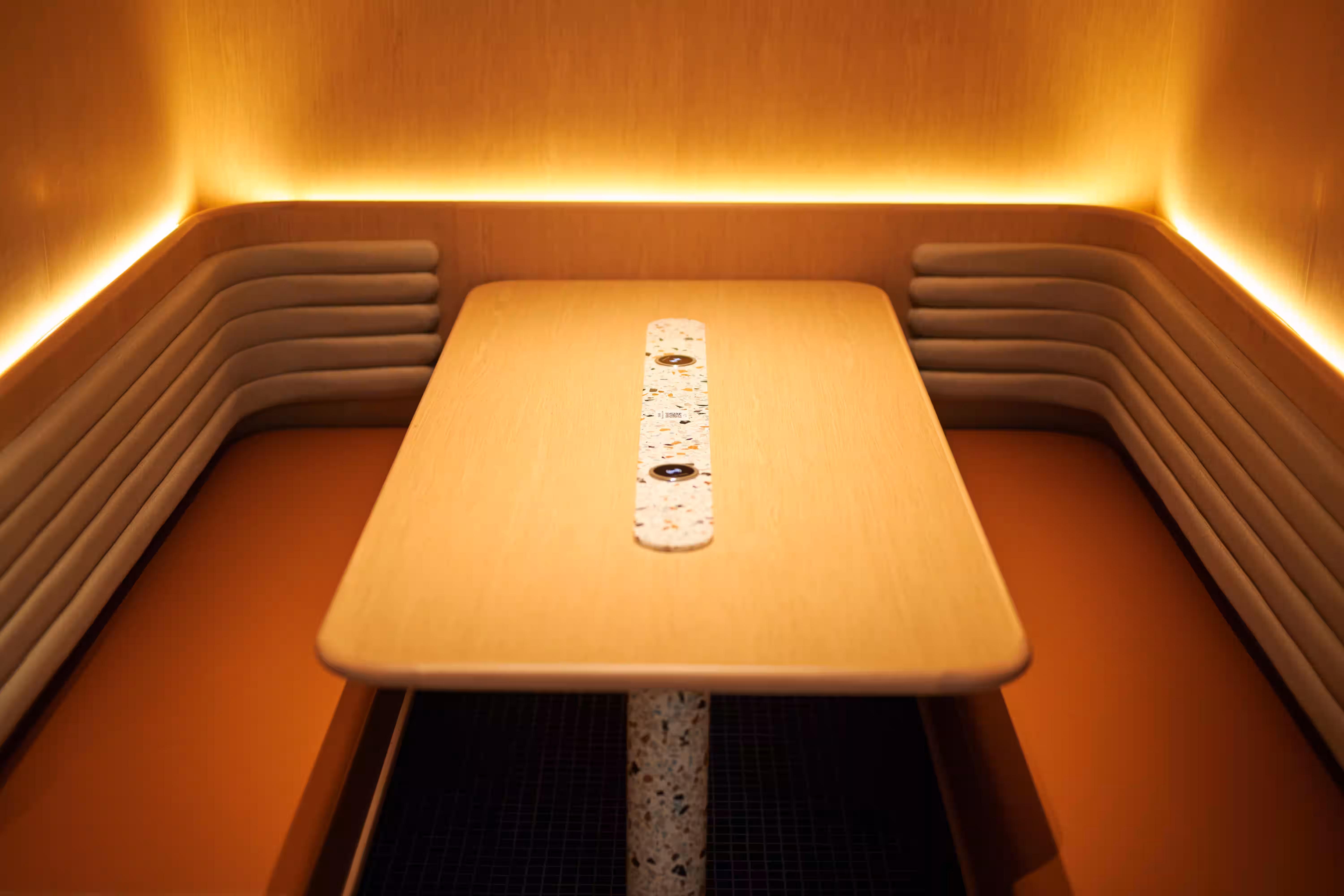 Mian Cart Noodle Bar material and finish detail at Studio City Macau showing wall textures and design elements