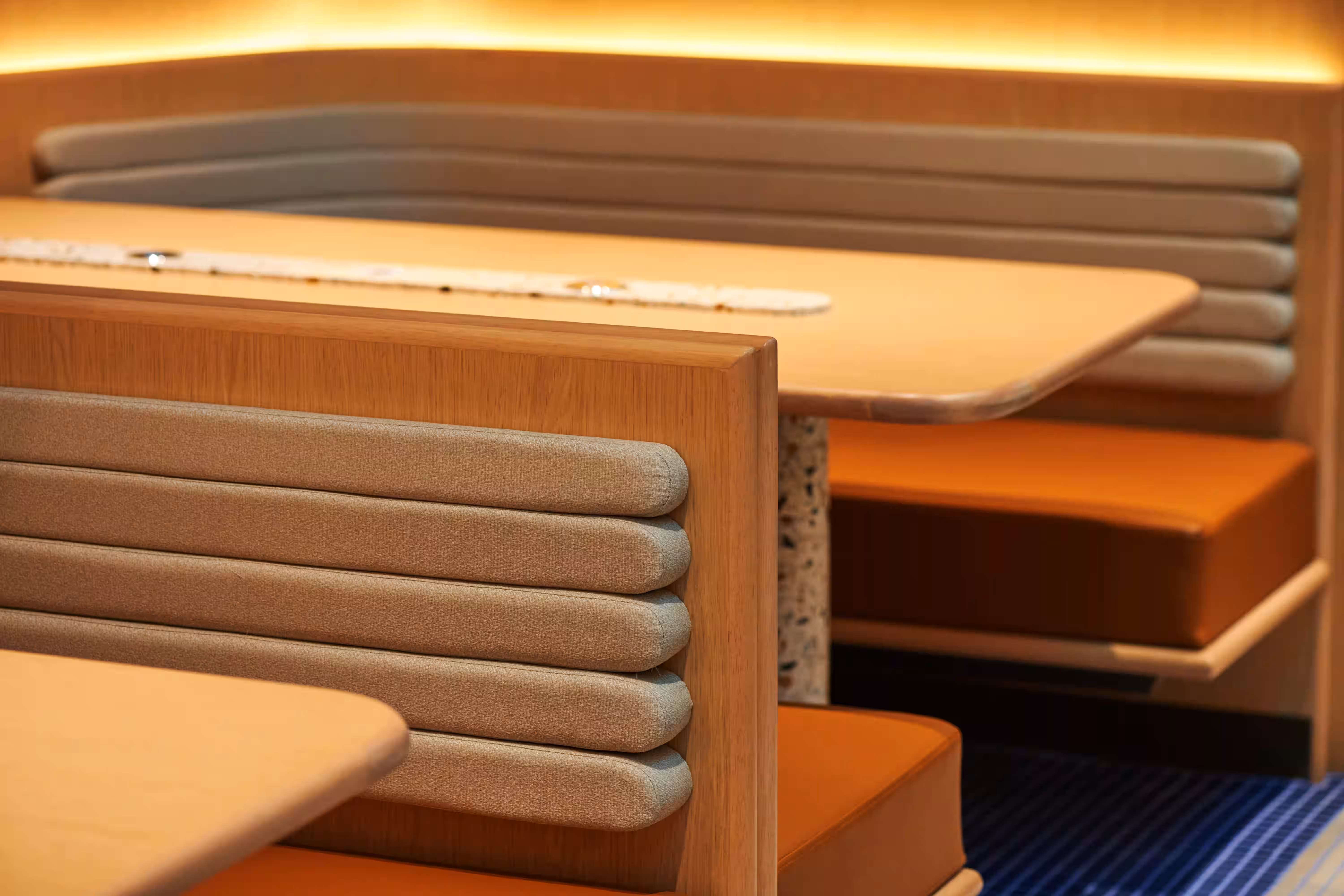 Mian Cart Noodle Bar interior view at Studio City Macau showing full dining room with booth seating and atmospheric pendant lighting