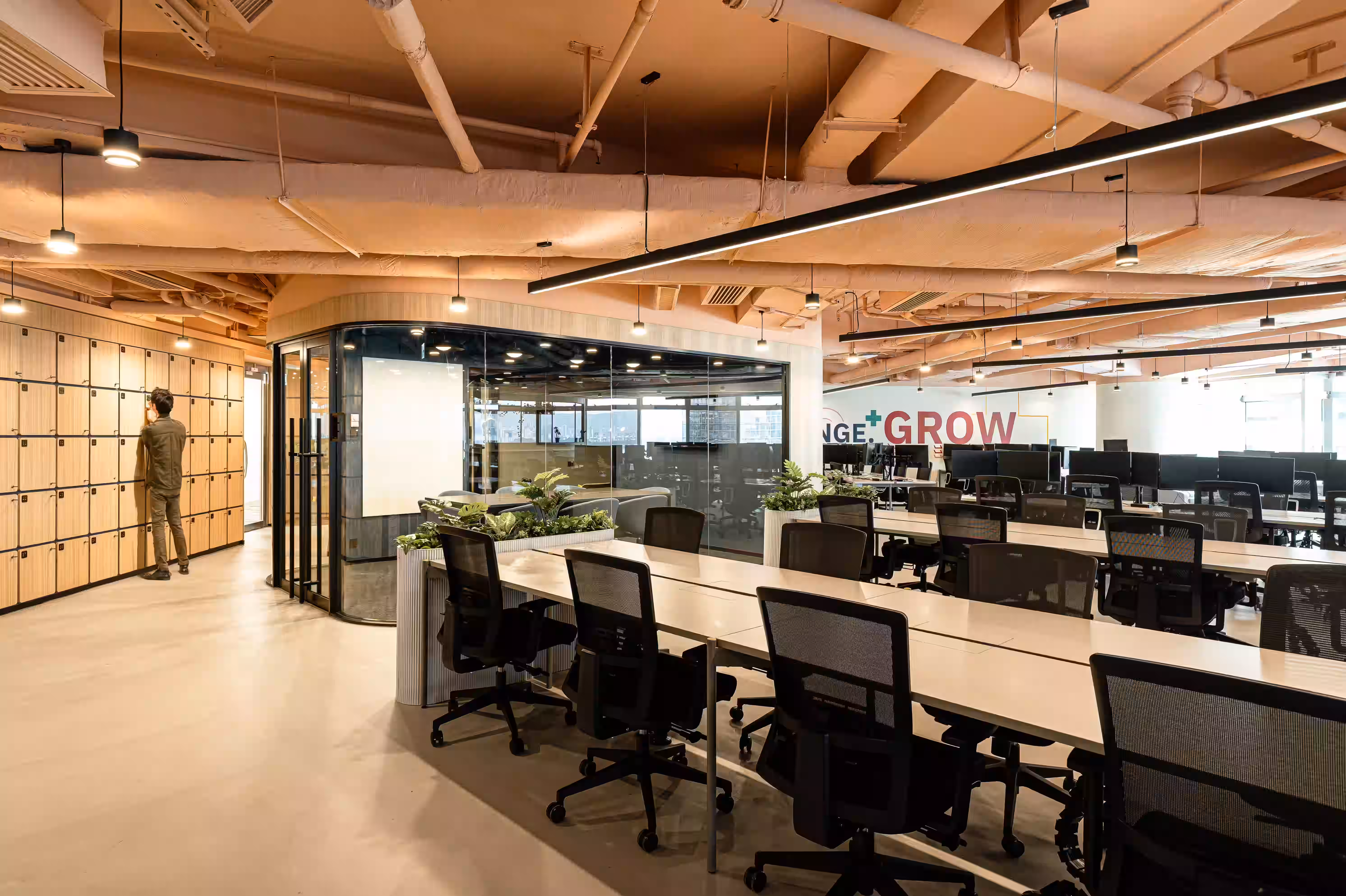 Assembly Global headquarters wide interior in Sheung Wan Hong Kong showing the complete 5,000 sqft workplace layout