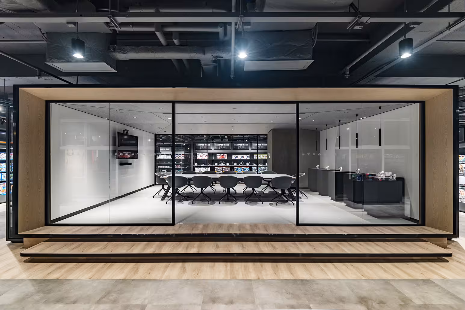 ThreeSixty Group office wide panoramic interior showing the full-floor open-plan workplace and harbour backdrop