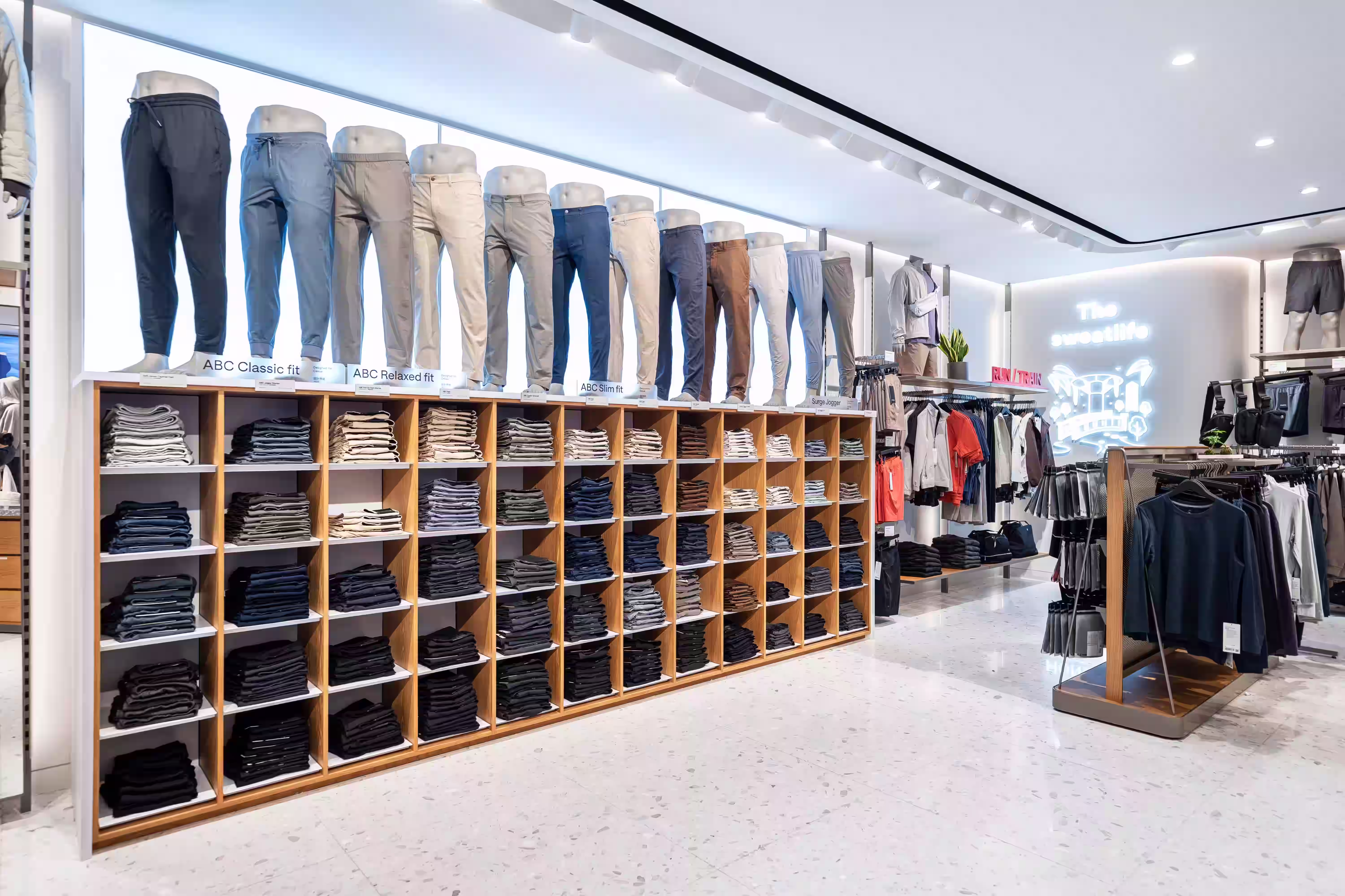 lululemon Pacific Place flagship rear store view at Pacific Place Hong Kong showing full interior depth and merchandising layout