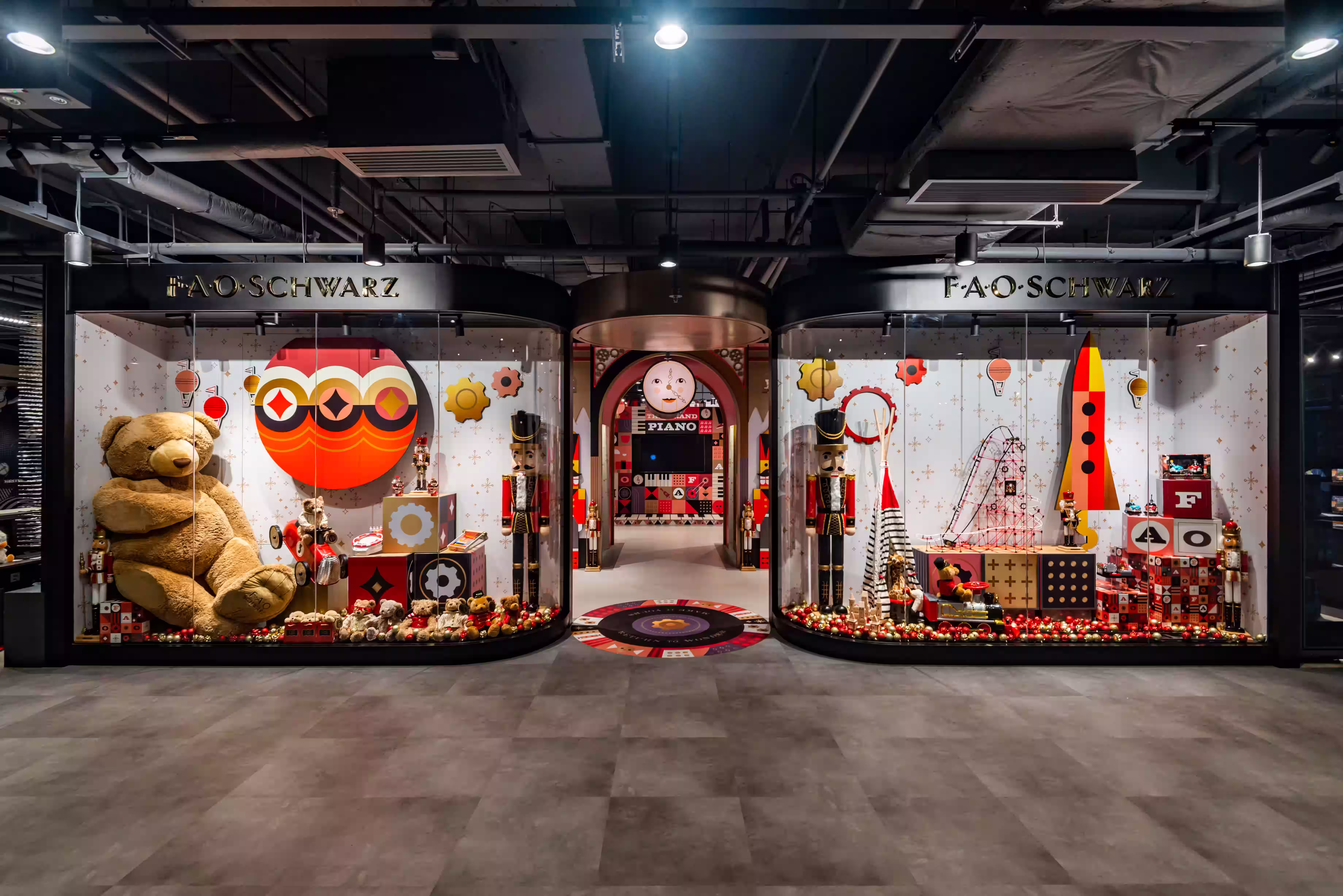 FAO Schwarz Hong Kong prototype store interior showing the toy retail environment designed as a blueprint for global rollout