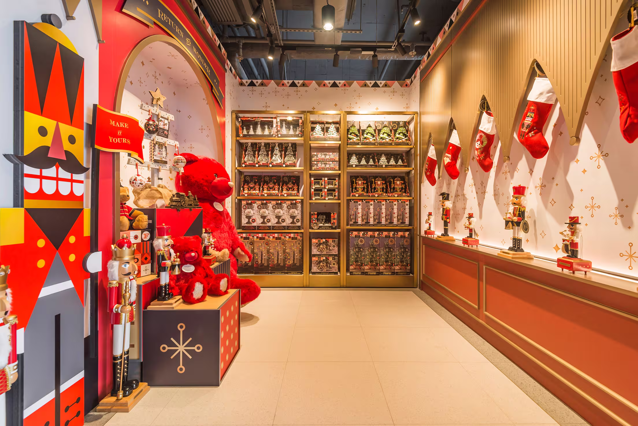 FAO Schwarz Hong Kong store product category zone showing curated toy display and merchandising hierarchy