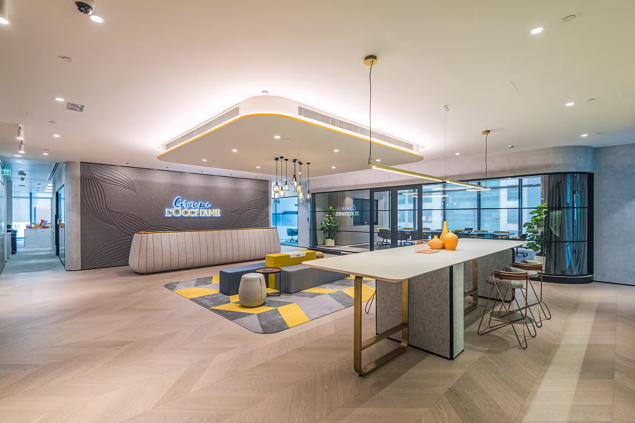 L'Occitane Asia headquarters product display and brand experience area at K11 Atelier Hong Kong for client presentations