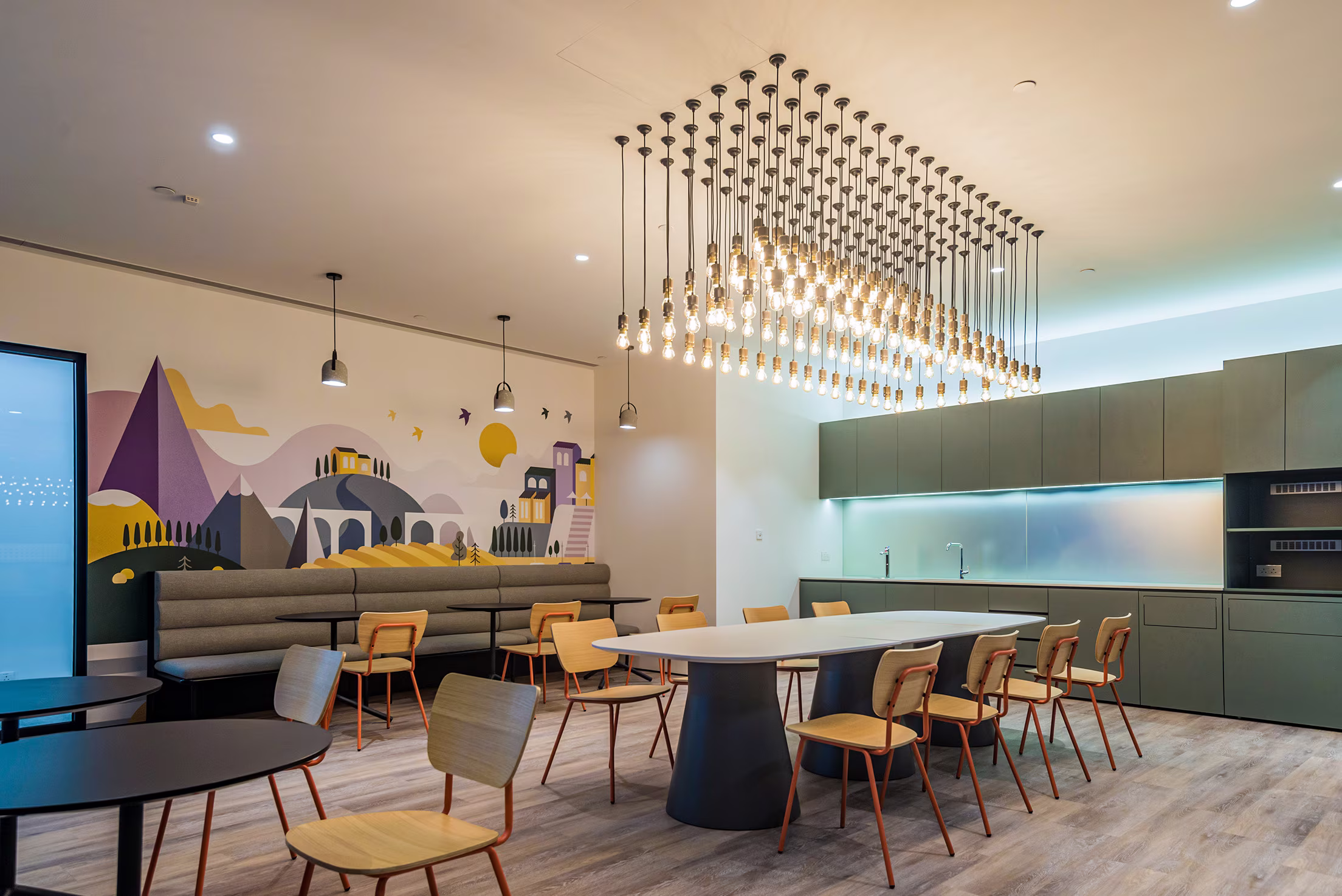 L'Occitane Asia headquarters feature staircase at K11 Atelier Hong Kong connecting the upper and lower office levels