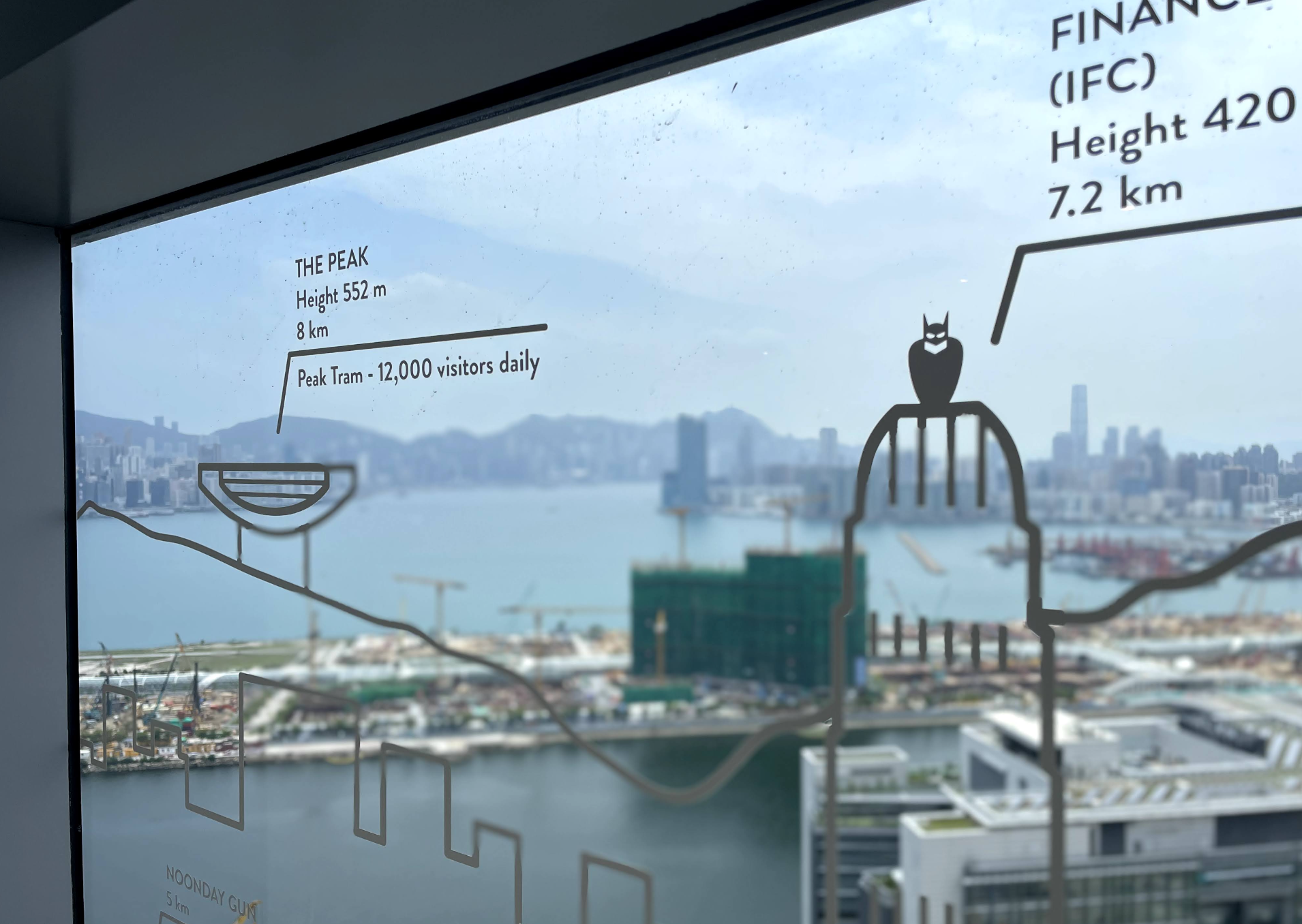 Window graphic design for ThreeSixty Group office showing decorative applied film pattern for the perimeter glazing