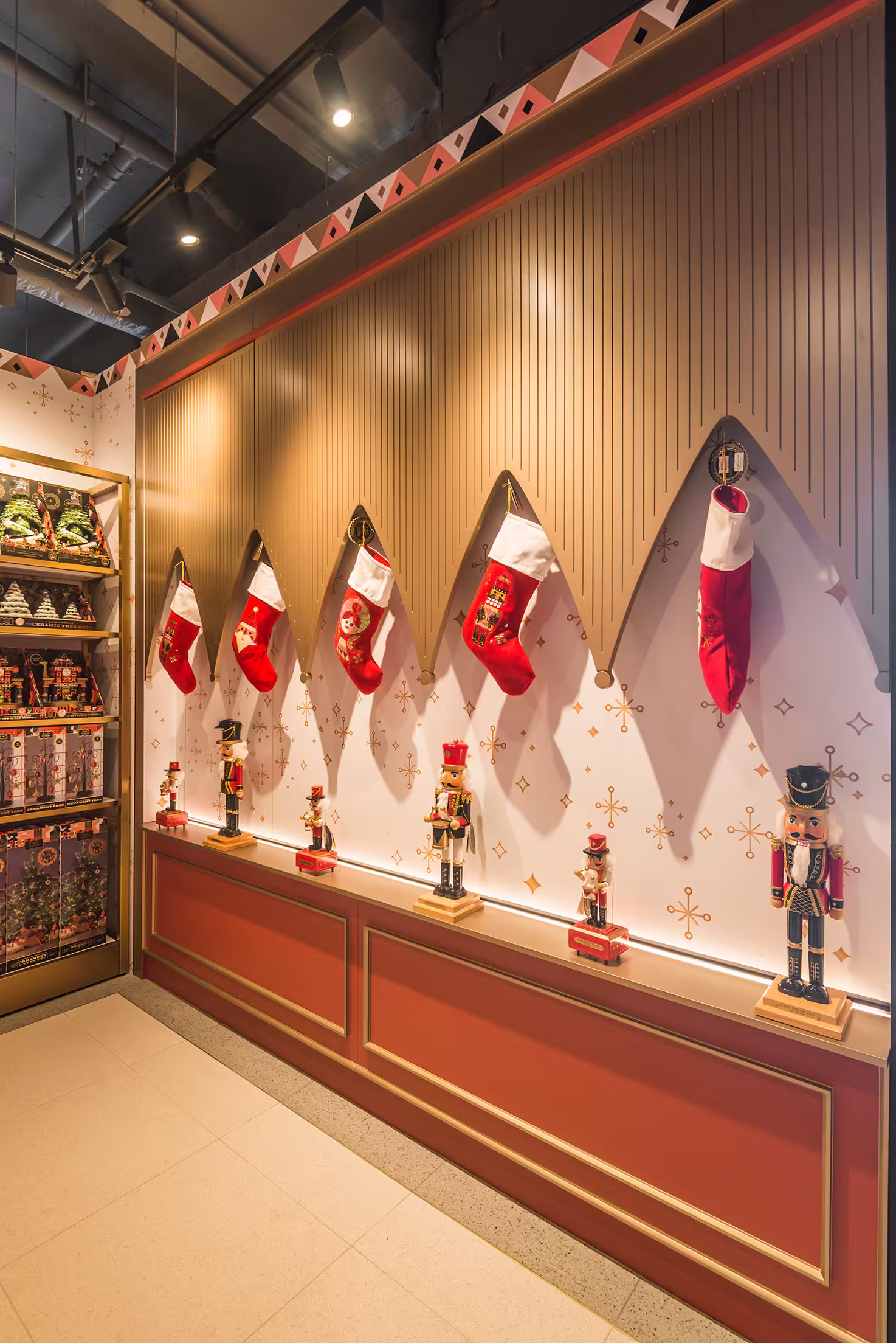 FAO Schwarz Hong Kong store material and finish detail showing timber, colour, and graphic elements in the retail design
