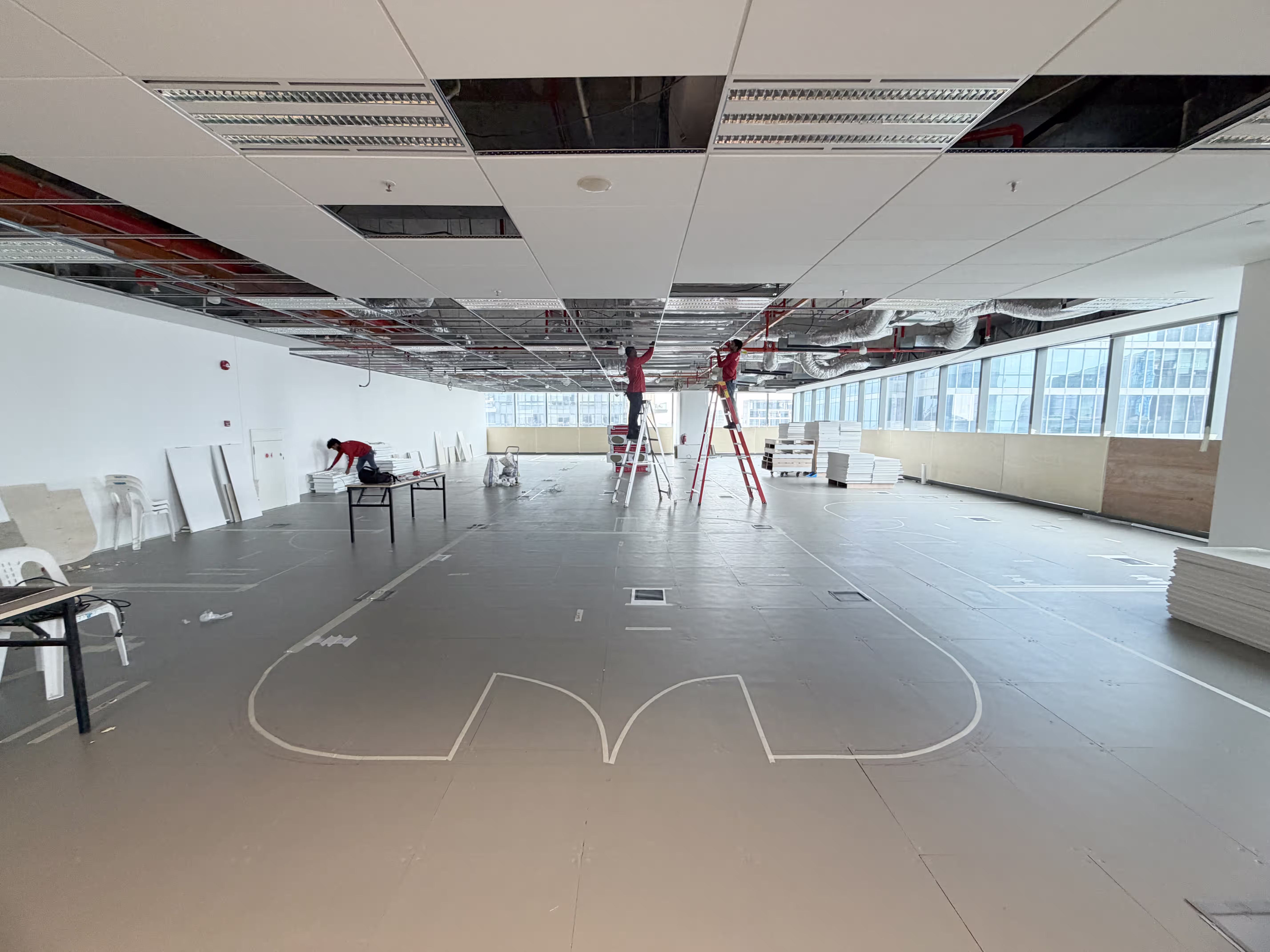 Bare shell of the Pandora Asia HQ floor in Singapore before fit-out