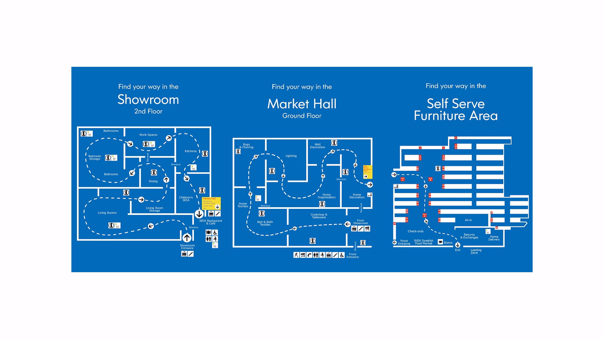IKEA Asia World Store ideation workshop board showing a colour-coded floor plan zoning diagram.