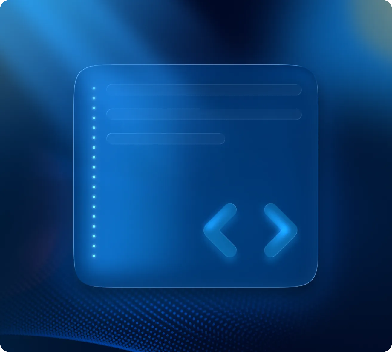 Blue digital interface with a list of horizontal lines and left and right arrow icons on a dark blue background.
