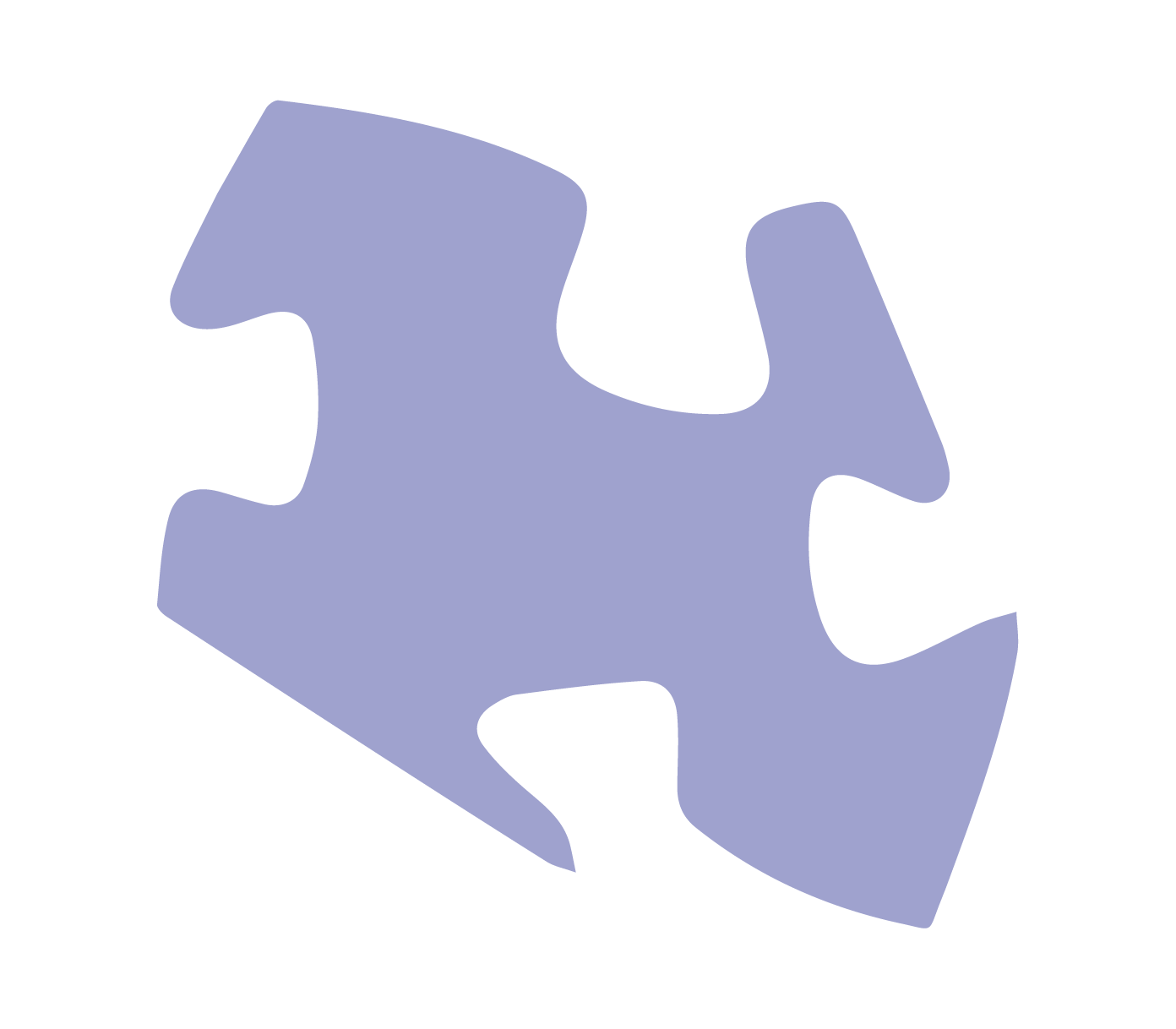 Single light green jigsaw puzzle piece with irregular edges and a cutout on one side.