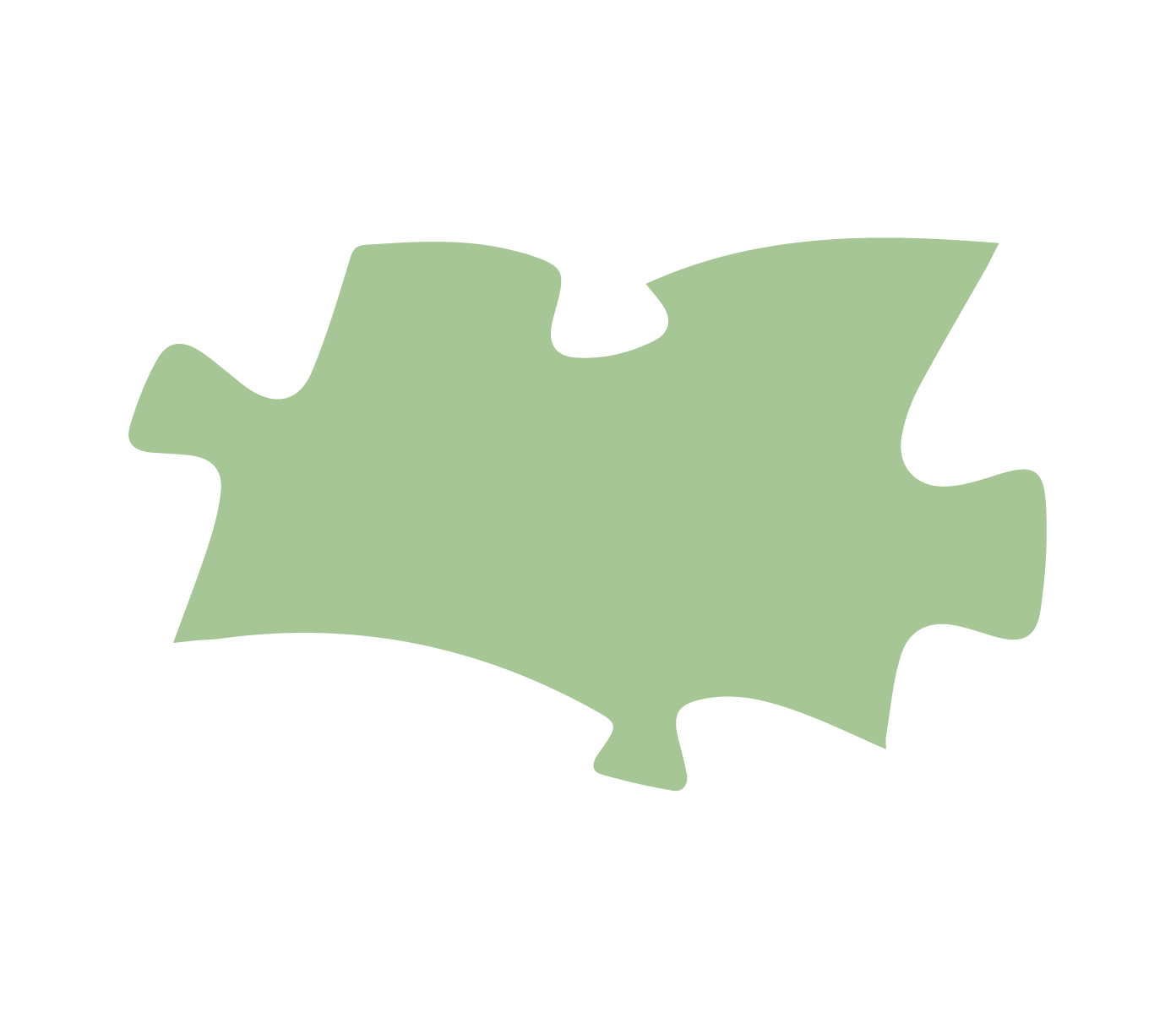 Single yellow puzzle piece with four connecting edges on a white background.