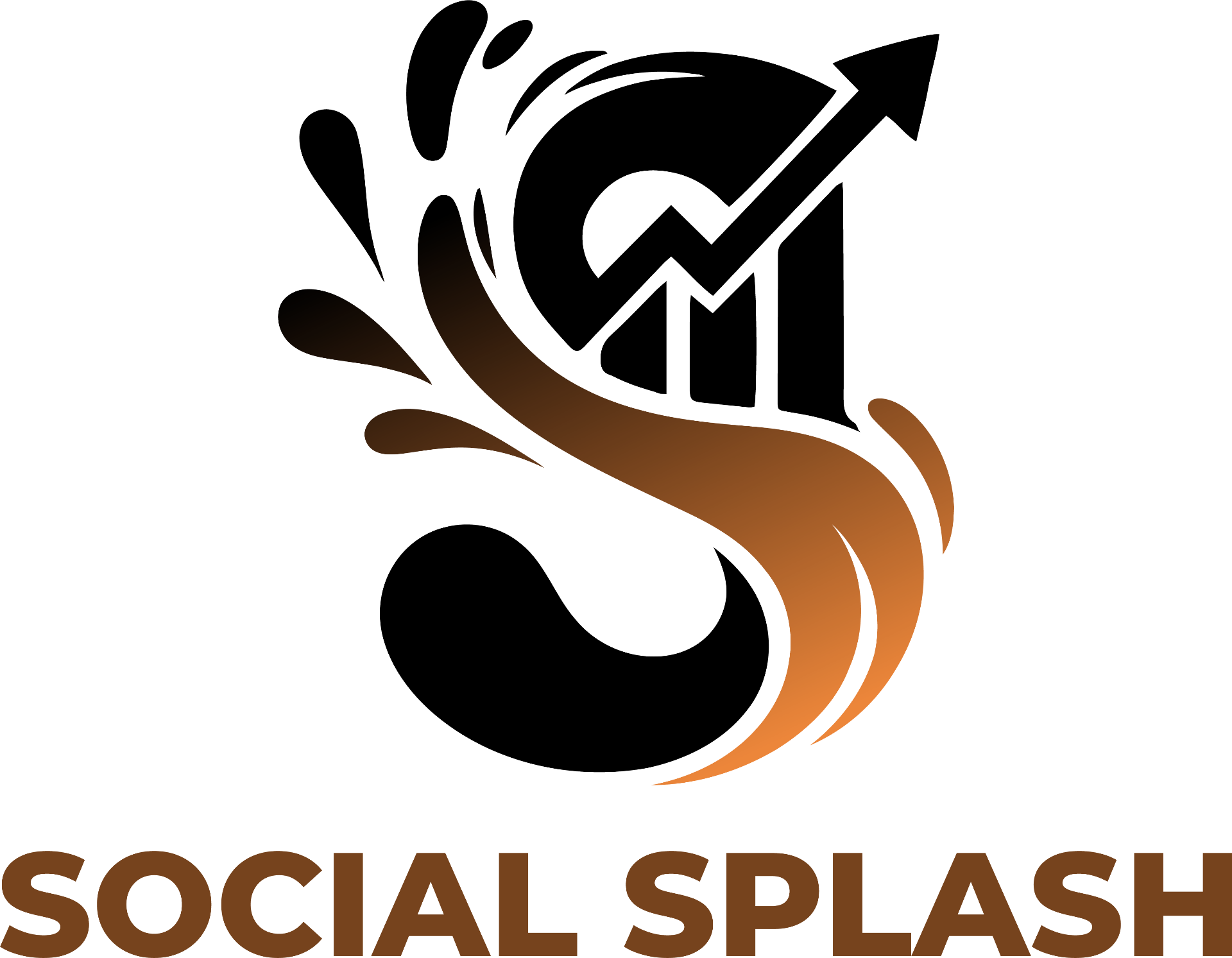 Logo with an orange splash graphic above the text 'SOCIAL SPLASH' in bold capital letters.