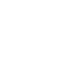 White outlined right-pointing play button icon with rounded corners on black background.