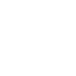 White video camera icon on black background.
