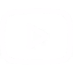 YouTube play button icon with rounded rectangle border.