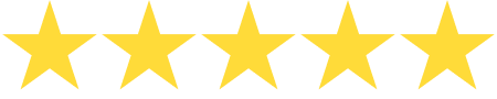Five gold stars in a horizontal row representing a five-star rating.