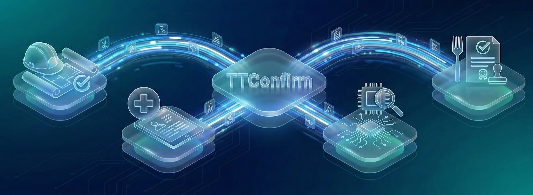 Diagram outlining examples of how organisations can be compliant and audit ready.  The diagram shows how TTConfirm - a compliance app works.