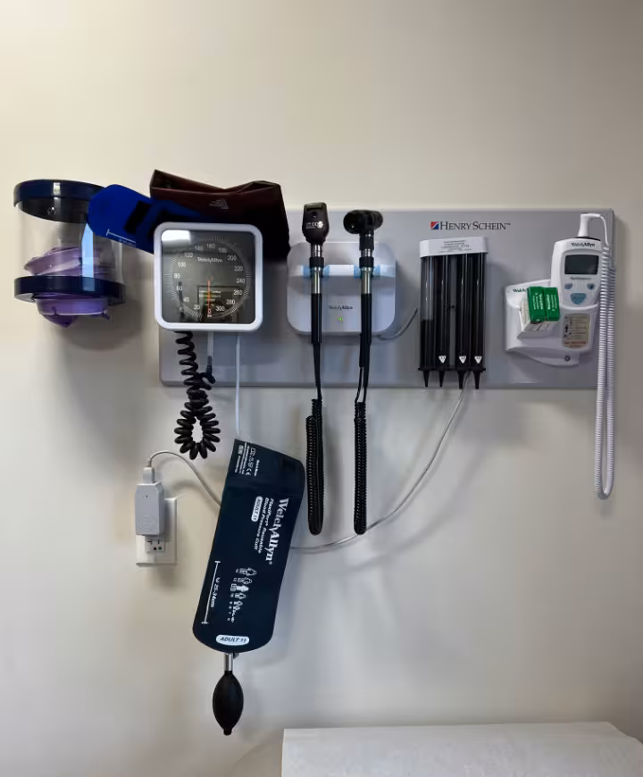 health monitoring devices on a wall in a medical office