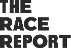 Bold black and white text logo for The Race Report publication