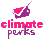 Climate Perks logo with a pink checkmark and stylized purple text