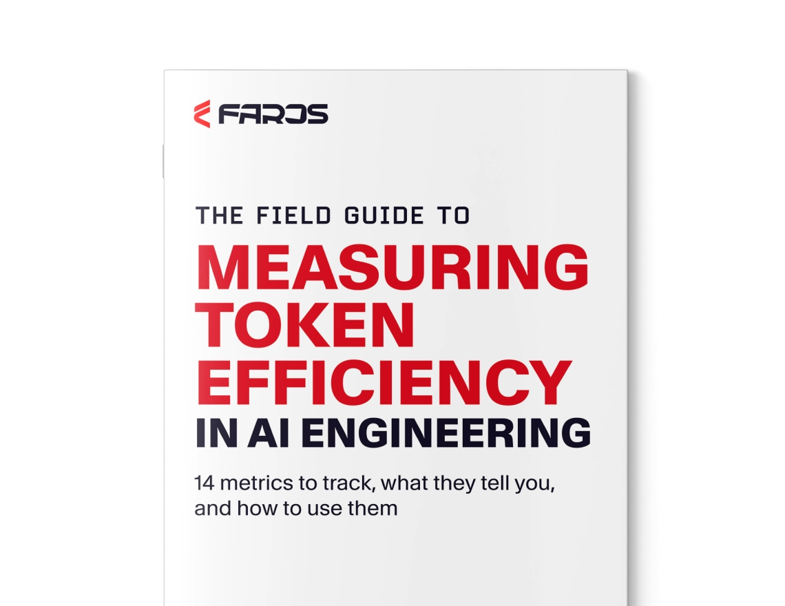 Cover of a field guide titled Measuring Token Efficiency in AI Engineering with 14 key metrics to track and use.