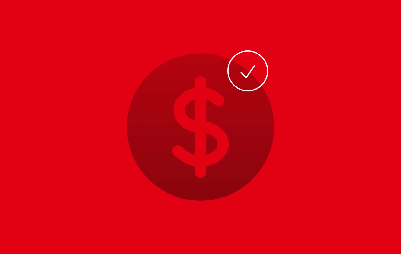 A women in an orange shirt raises a fist in celebration. AI Budget Approved, Let's Go appears in bold text. In the background there are dollar symbols on a blue background. Banner image.