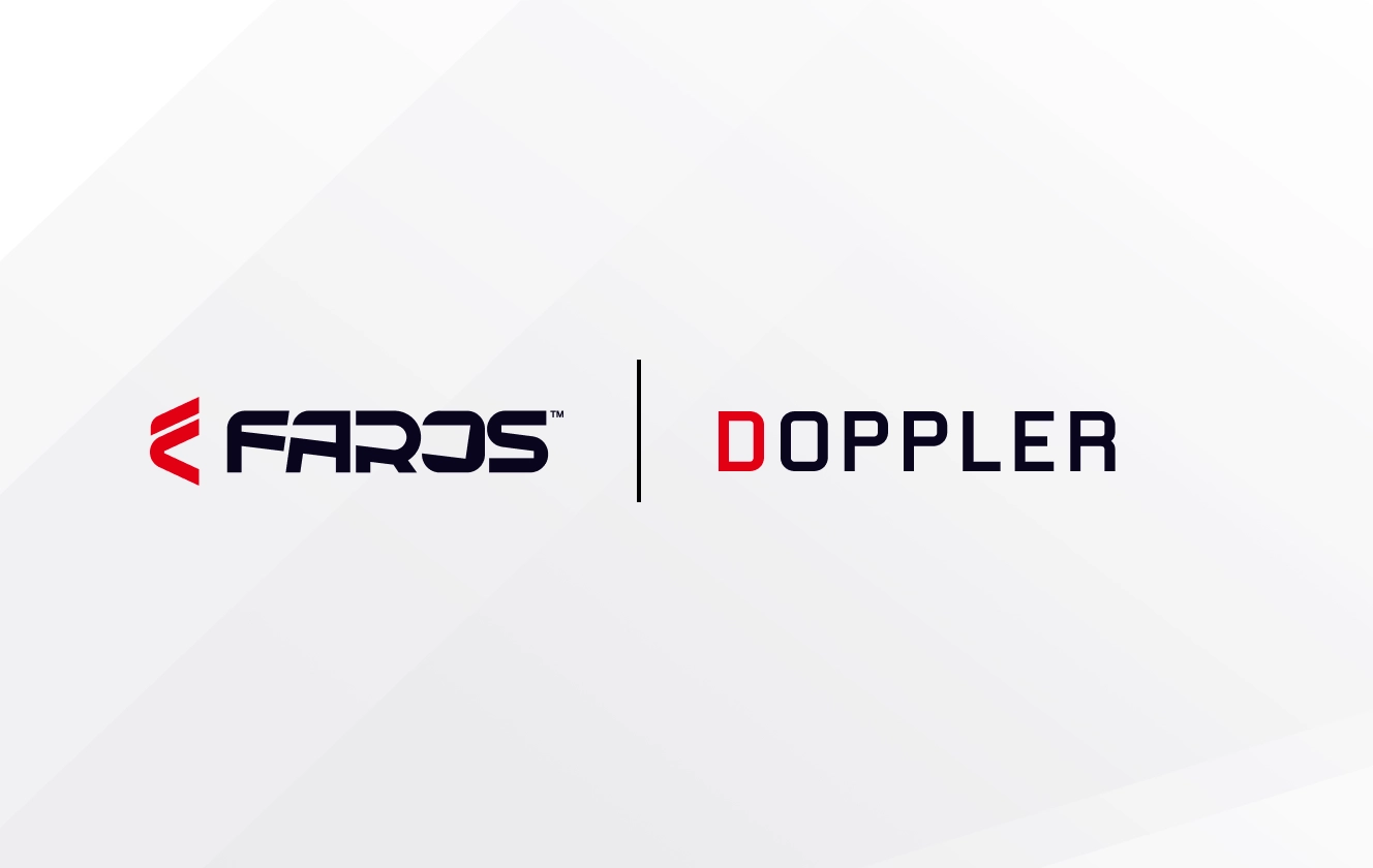 Banner image evoking the Doppler effect on a dark blue background, with the words Faros AI Doppler Release