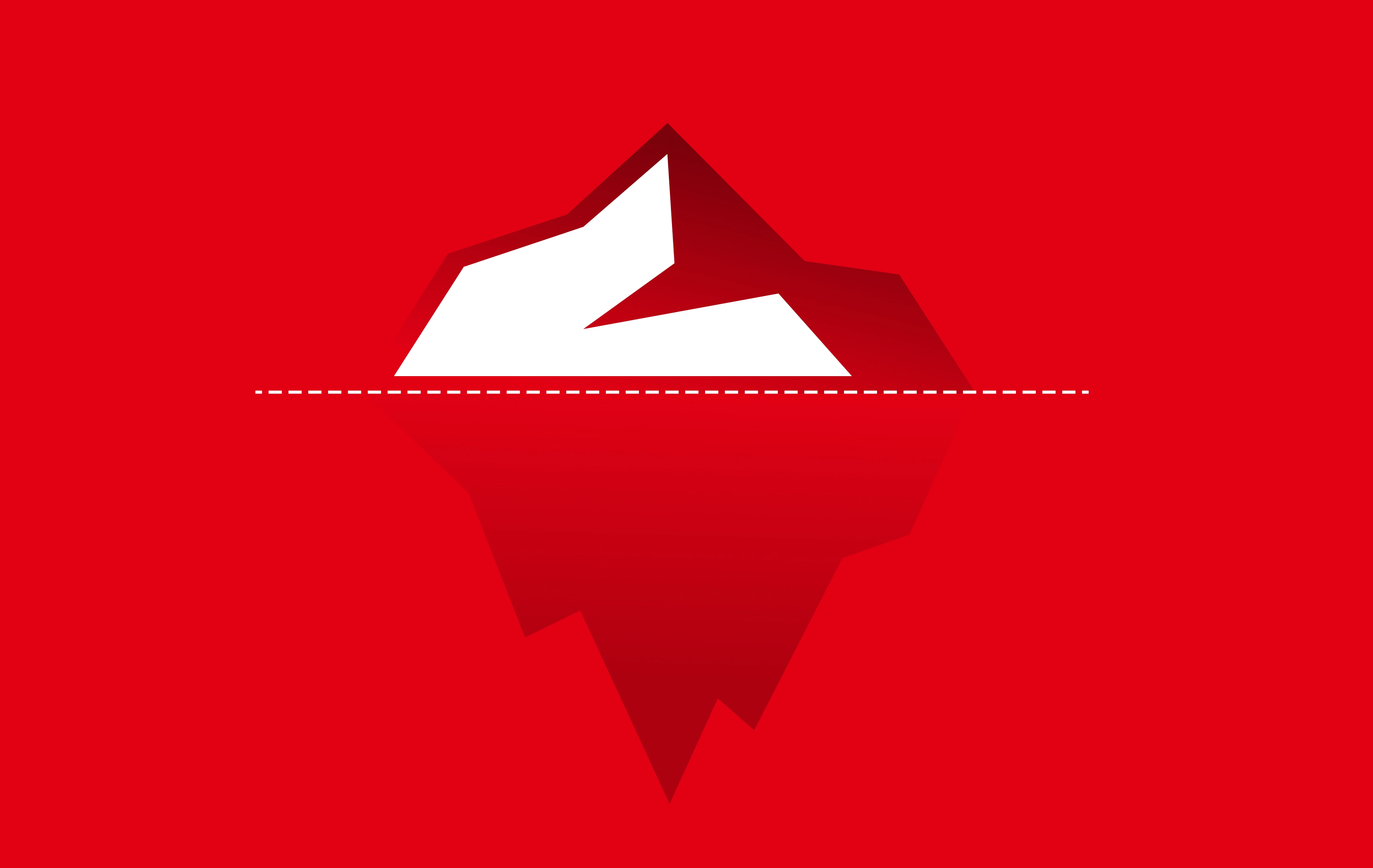 red background with a white iceberg