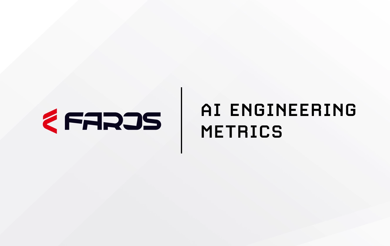 Gray background with Faros wordmark and the words "AI Engineering Metrics"