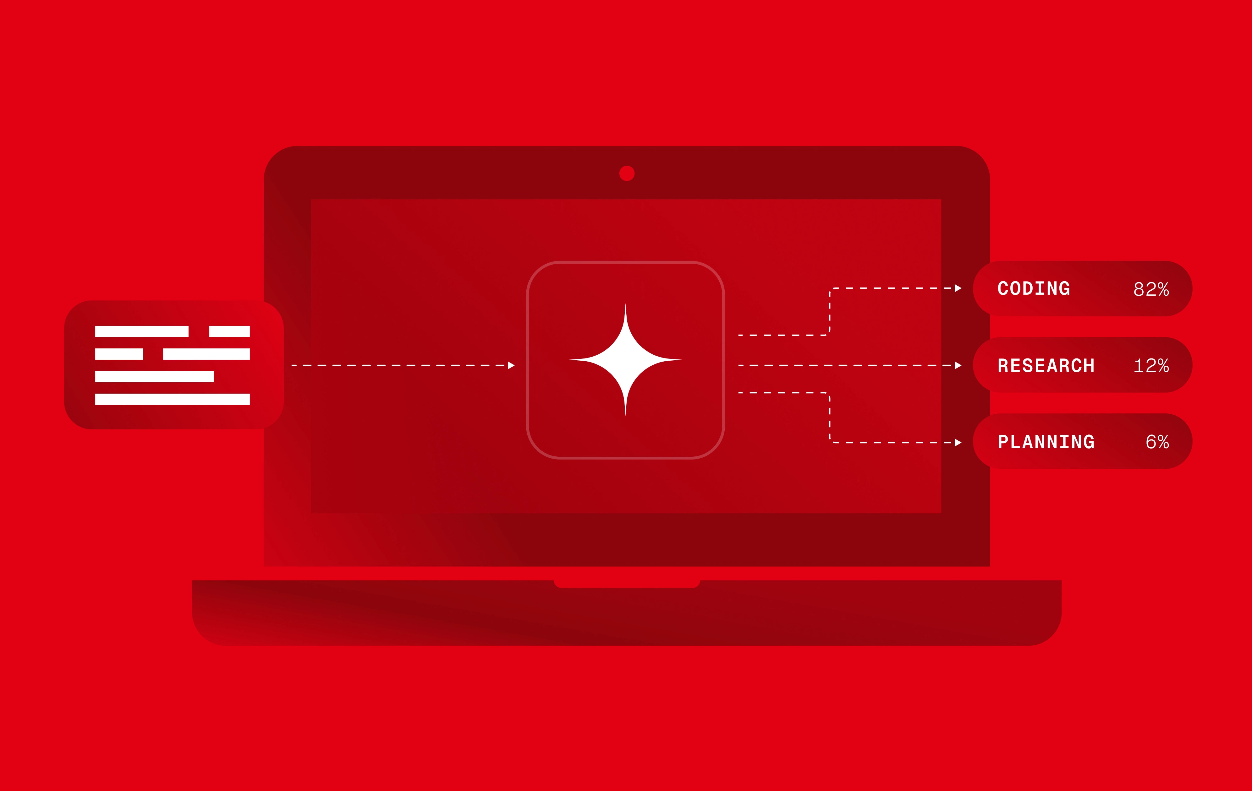 An illustration showcasing a laptop running on on-device AI model.