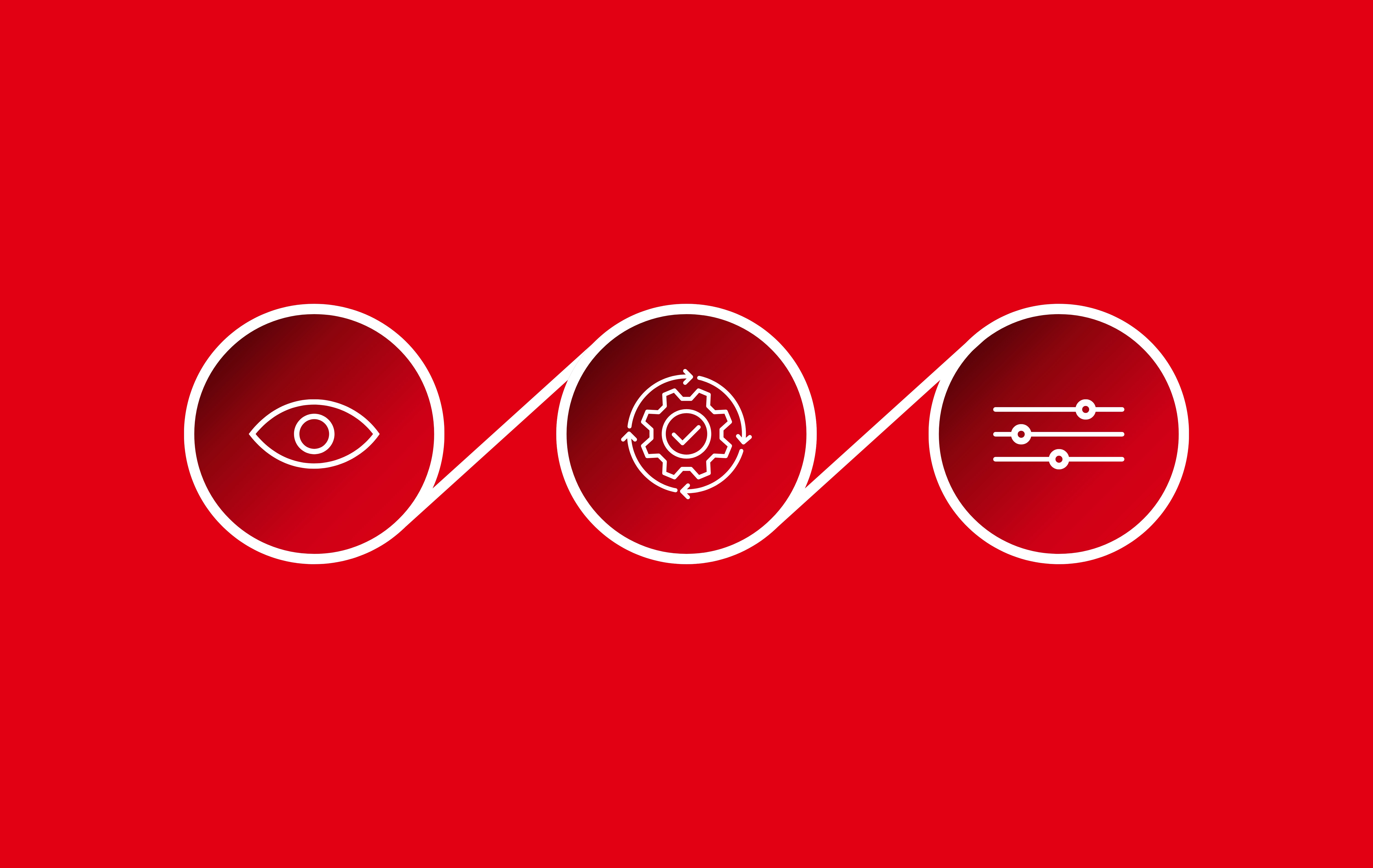 three interlocking icons signifying observe, optimize, govern
