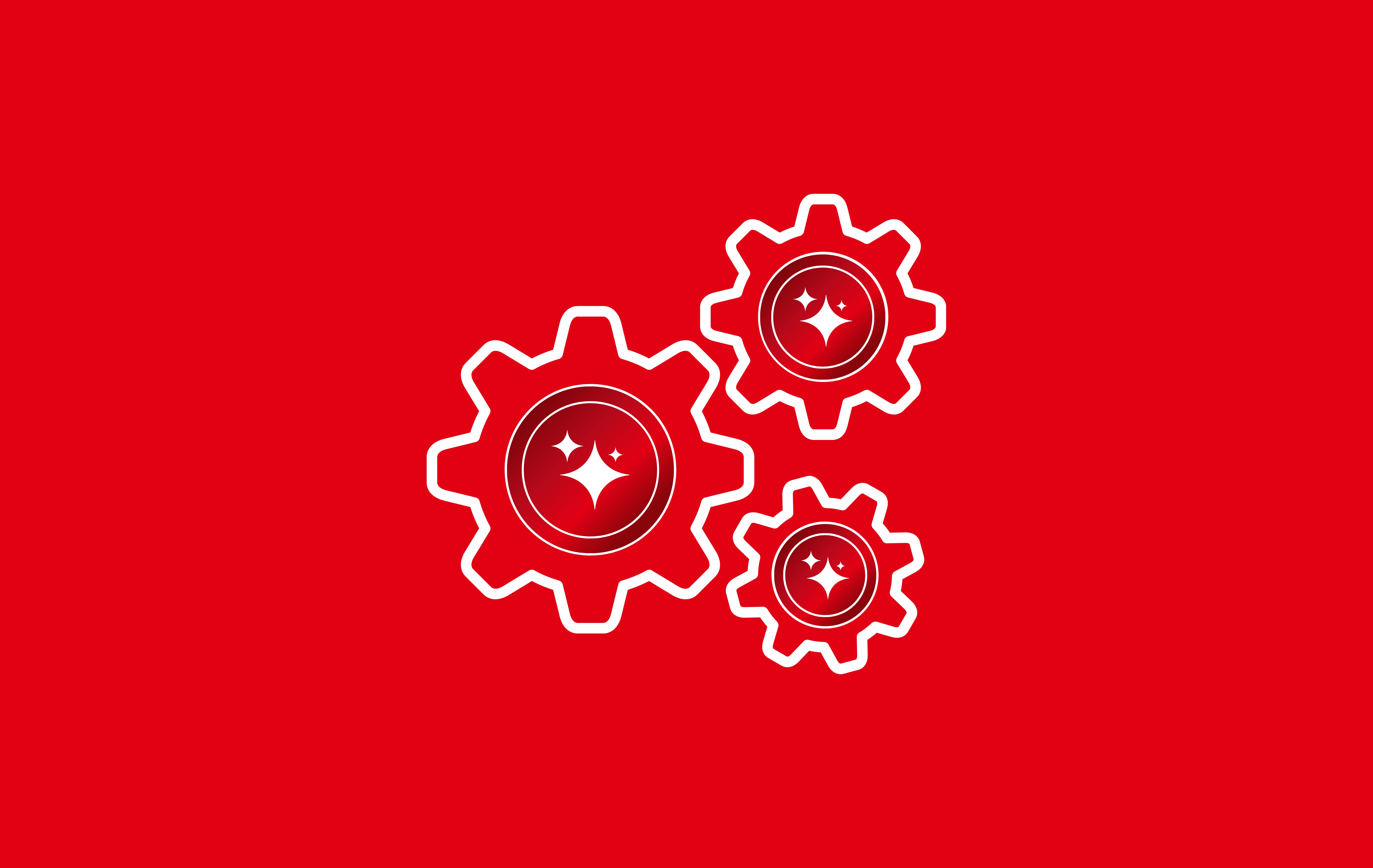 three interlocking gears with AI tokens in the center