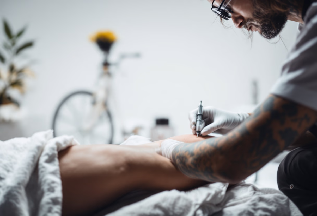 image of artist creating a tattoo
