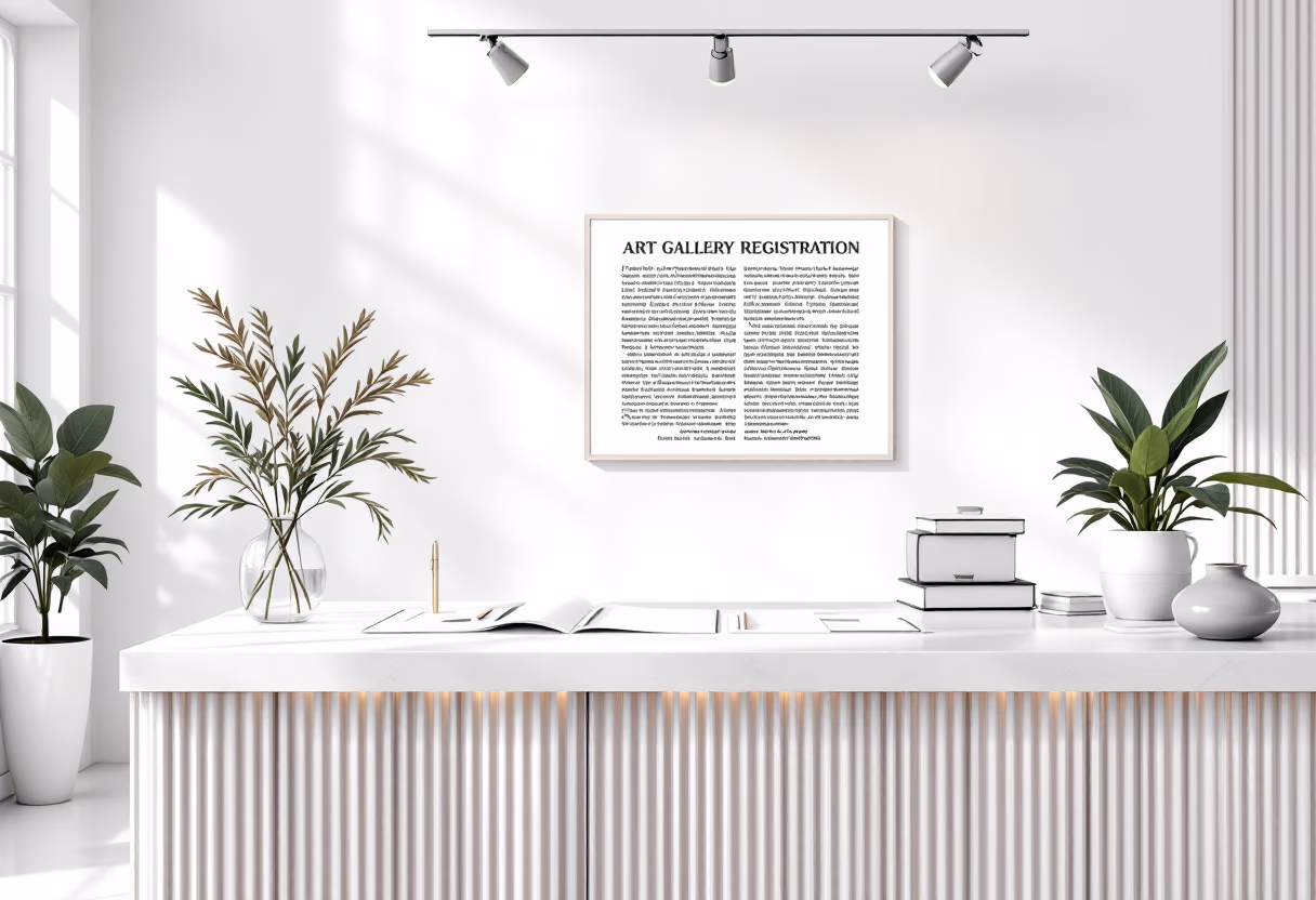 image of event registration desk (for an art gallery)