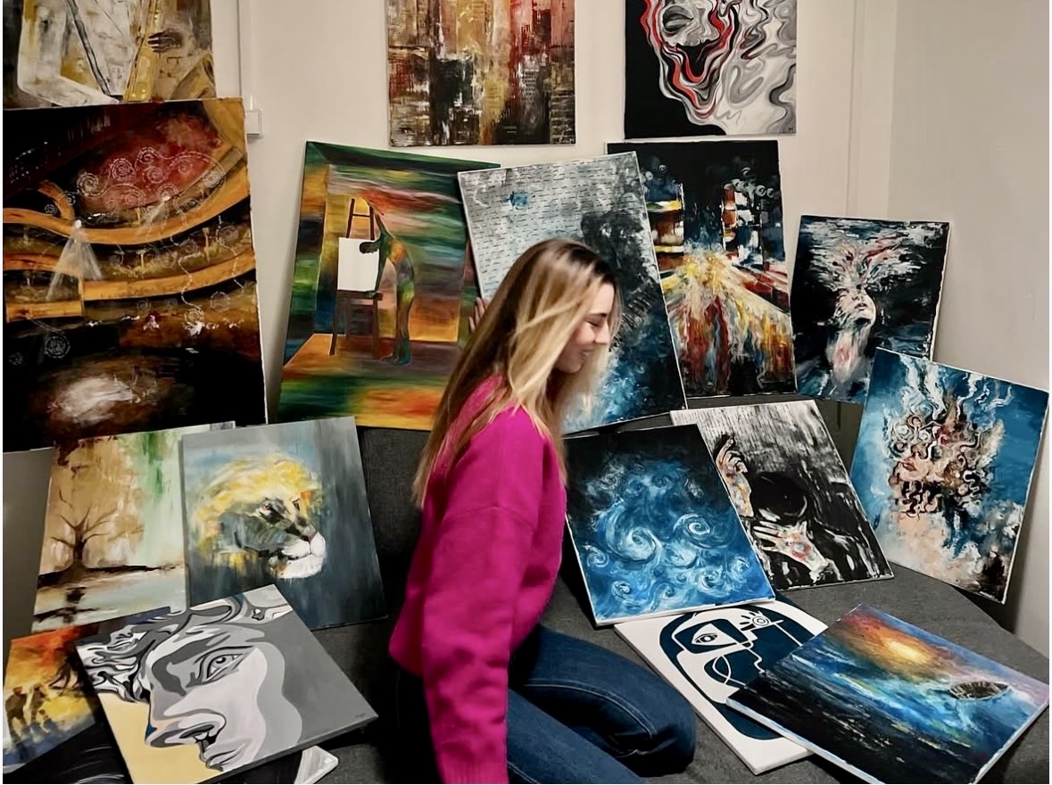 close-up of tattoo equipment on job posting board