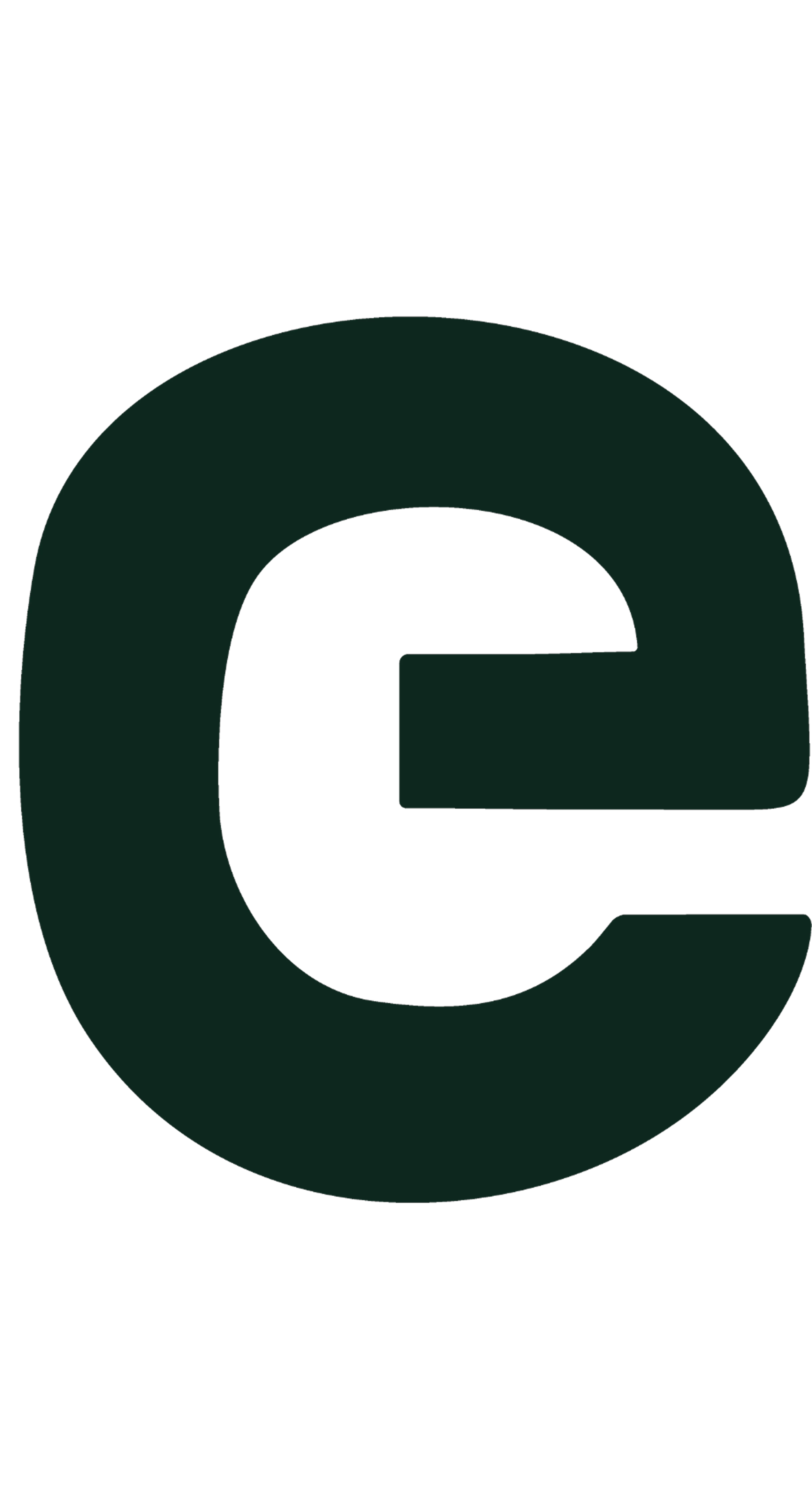 Dark green lowercase letter 'e' on a black background.