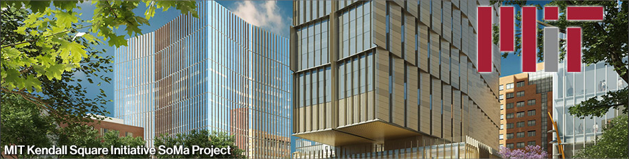 Overhead protection walkway at MIT SoMa, Kendall Square